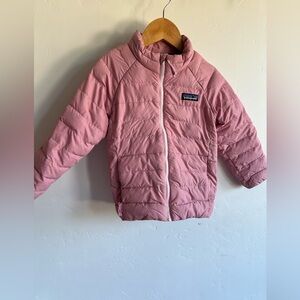 4T Girls Patagonia Toddler Puffer Shell Soft Pink Down with Ostrich Pattern